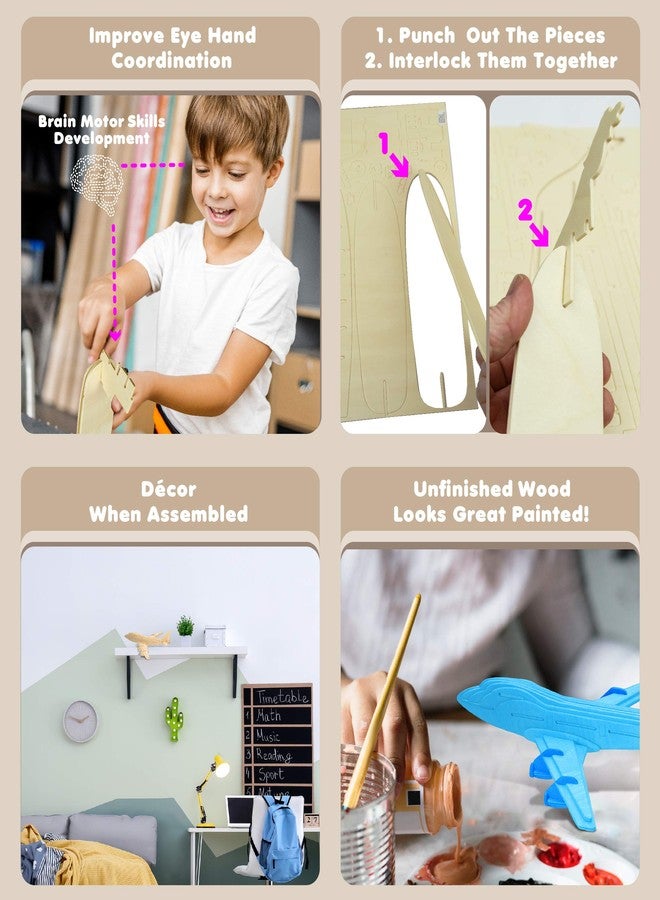 بازلد مجموعة بناء طائرة بوينغ 747 ثلاثية الأبعاد من الخشب، لعبة خشبية ممتعة وتعليمية، نموذج تجميع غير مكتمل، لعبة تركيب وتلوين للزينة، عبوة من 33 قطعة - Image 3